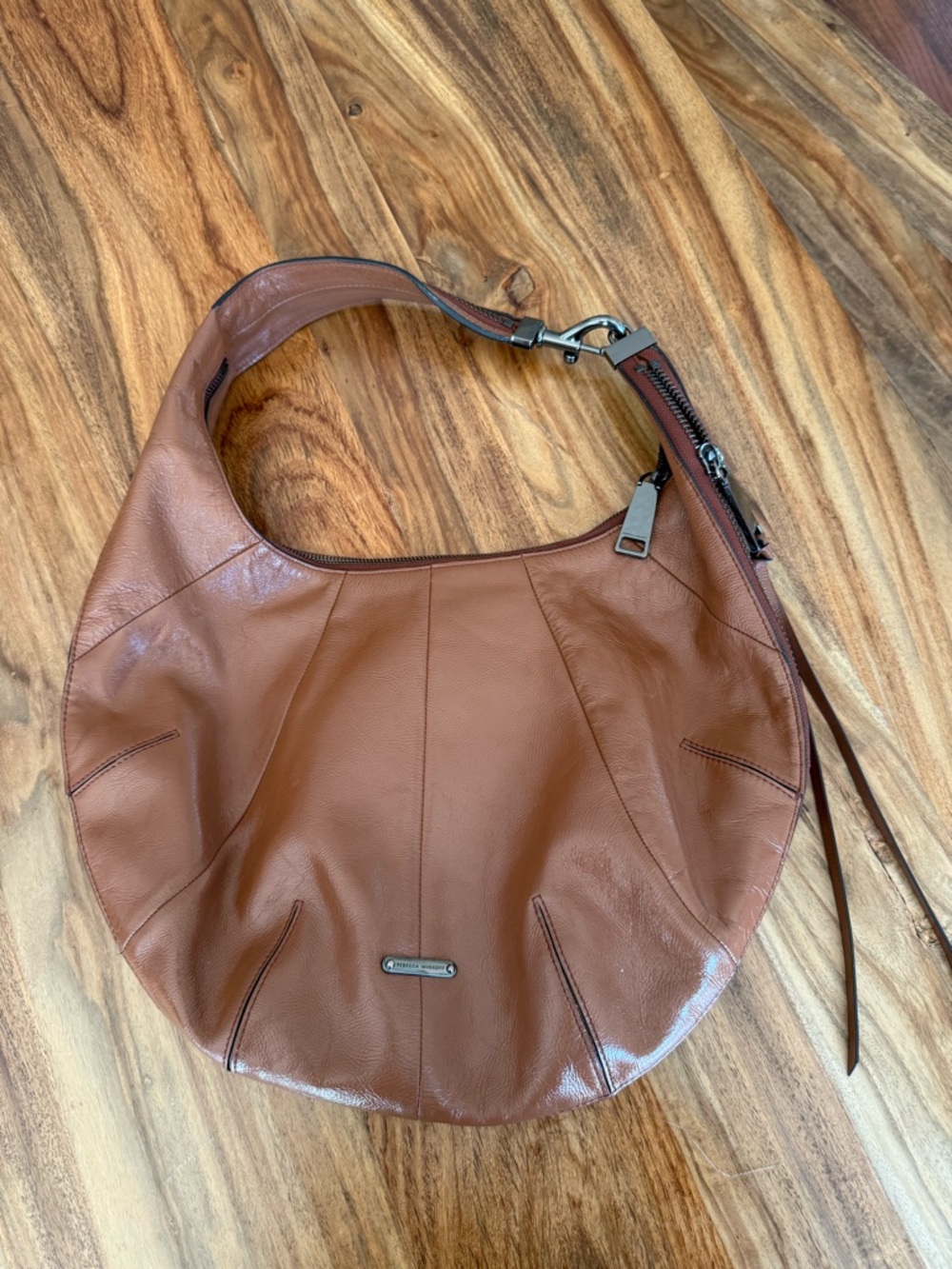 Leather Hobo Shoulder Bag in Brown by  Rebecca Minkoff